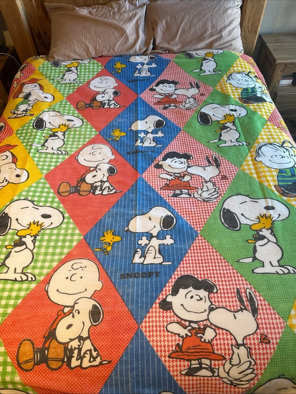 Peanuts Patchwork Snoopy Bedding Cover - Multicolor Lucy, peppermint Patty more!